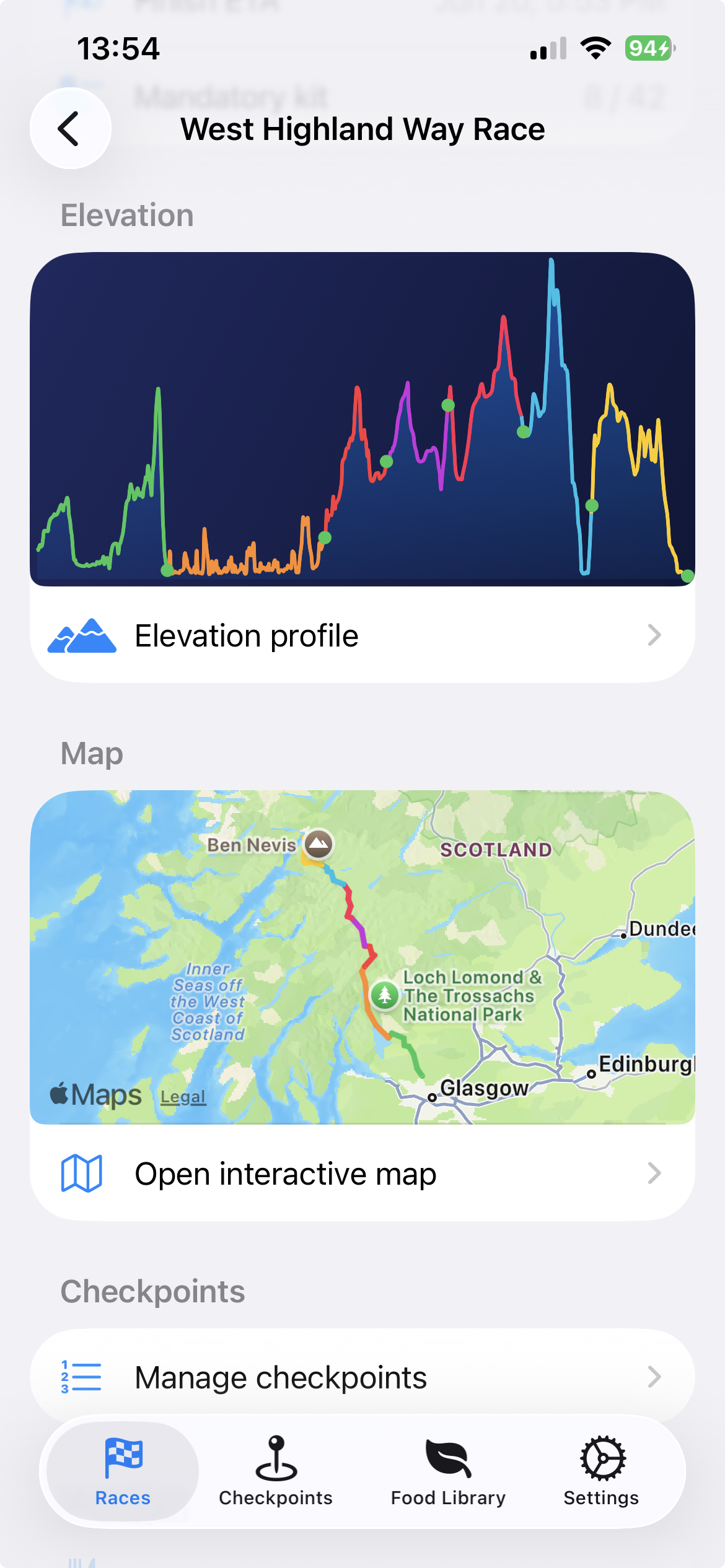 Race overview elevation and map blocks